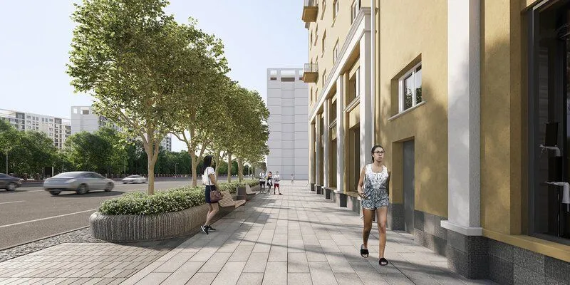 Выполнено 85% работ по благоустройству участка Ленинского проспекта на юго-западе Москвы