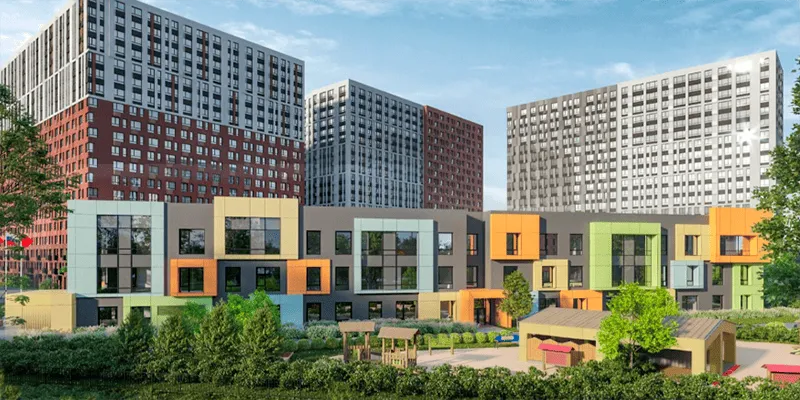 Детский сад в Филимонковском районе готов на 70%: кубики на фасаде и автогородок