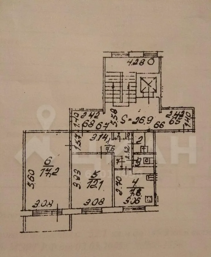 2-комн. квартира, 52/30/8