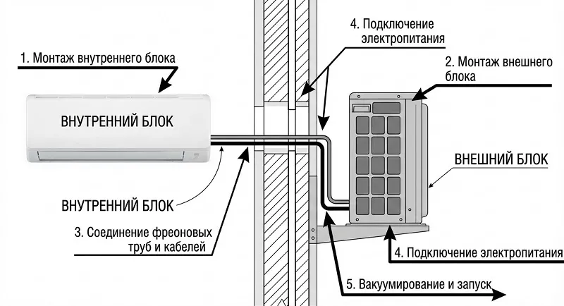 Схема монтажа кондиционера
