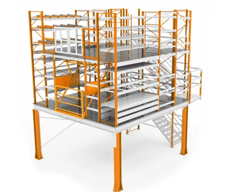 Мезонинные стеллажи на колоннах