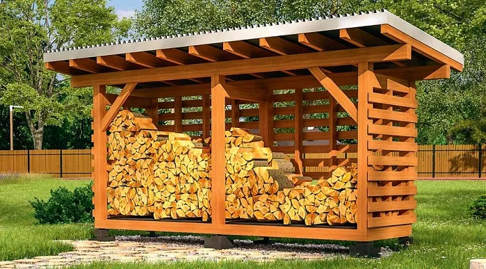 Дровяник из дерева
